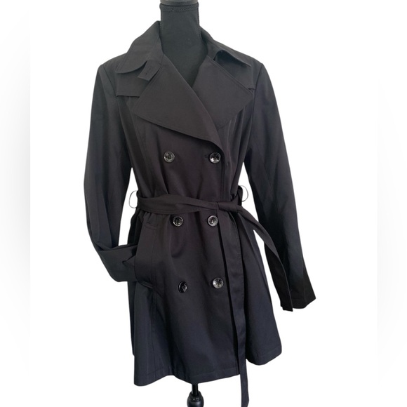 Via Spiga Trench Coat Lined Belted Large Womens Jacket Black - Picture 2 of 16